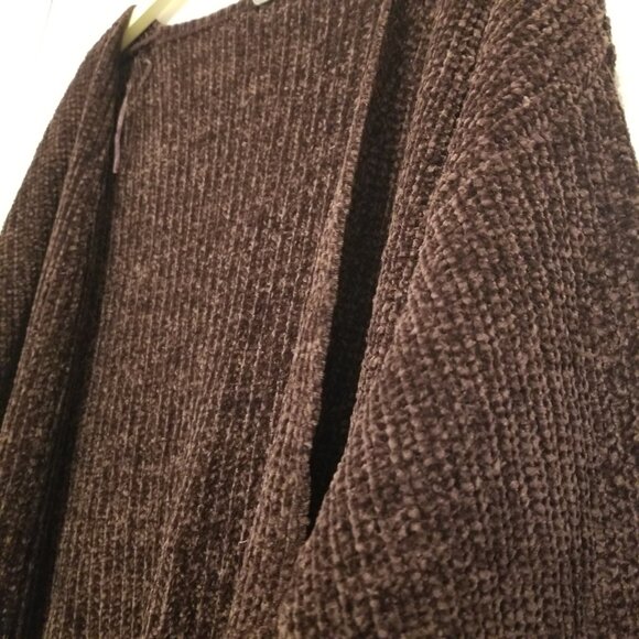 Velvet Purple Slouchy Open Chunky Knit Cardigan Sweater Soft Warm & Cozy Medium - Picture 4 of 14